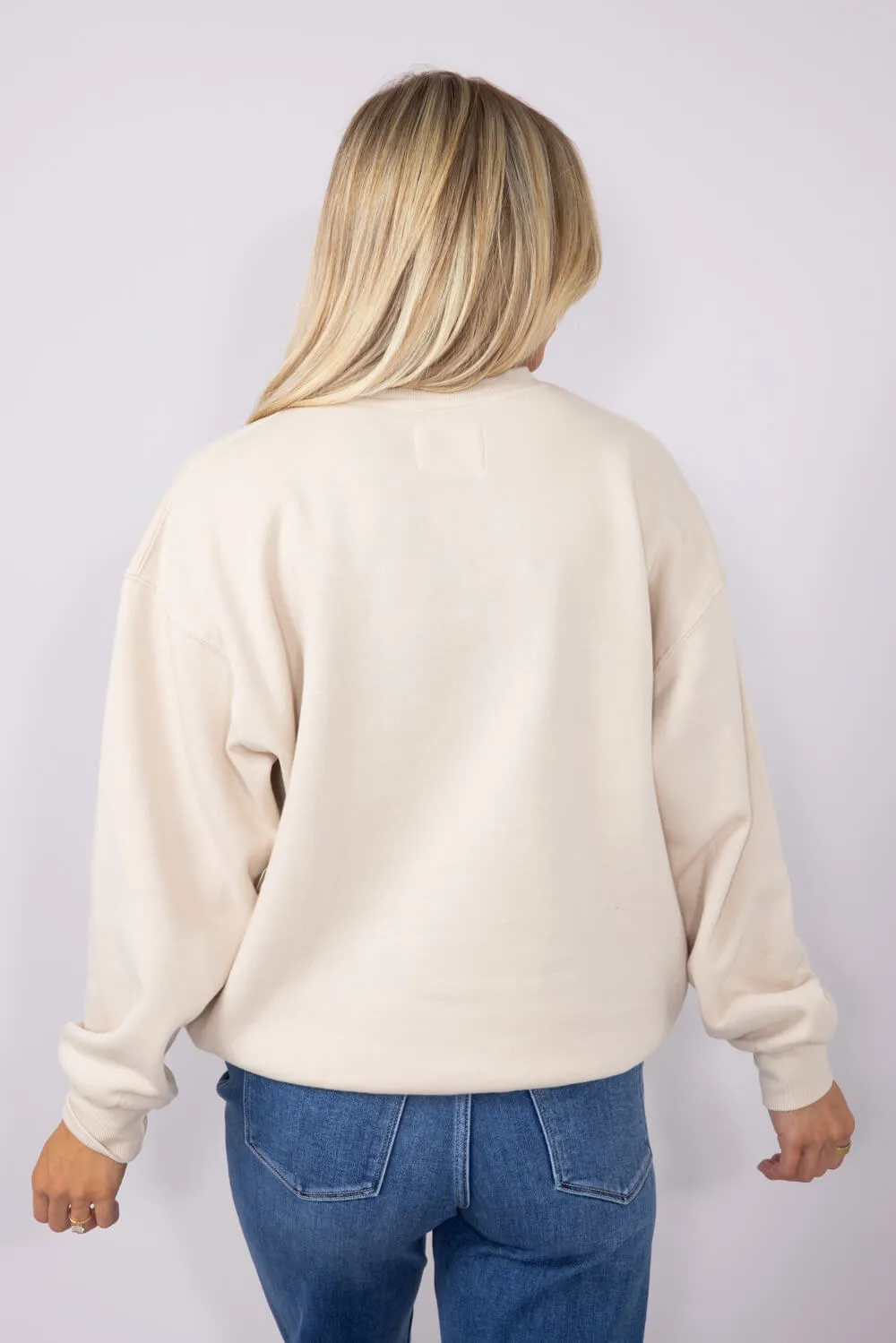 1897 Active Mama Chenille Patch Sweatshirt for Women in Cream | GT088-CREAM sold by Glik’s product image thumbnail 5