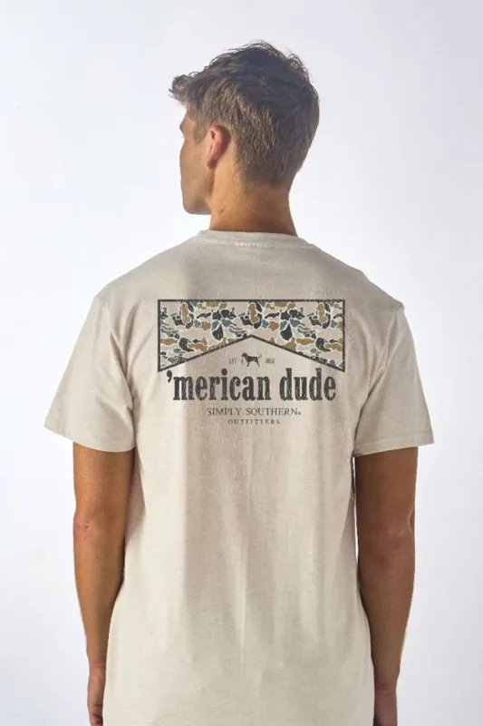 Simply Southern logo ‘Merican Dude T-Shirt for Men in Wisp | MN-SS-DUDE-WISP sold by Glik’s