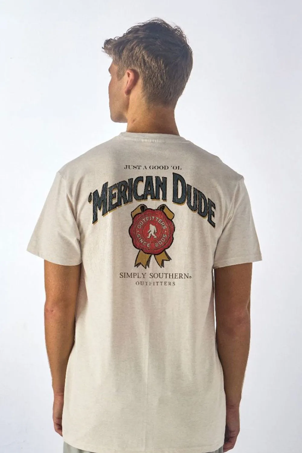 Simply Southern Wax Label T-Shirt for Men in Beige | MN-SS-LABEL-WISP sold by Glik’s