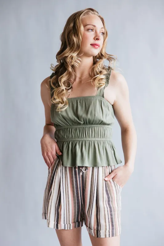 Rokoko Peplum Tank Top for Women in Sage | R602492-SAG sold by Glik’s