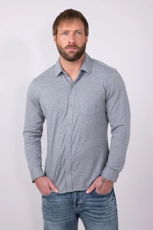 Vintage Summer Soft Button Up Shirt for Men in Heather Grey | V69802-HTHRGREY sold by Glik’s