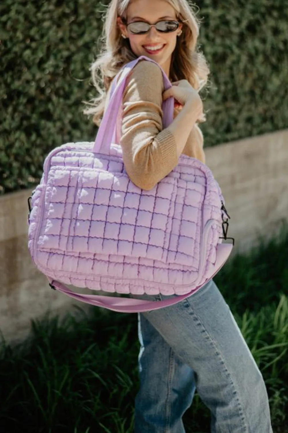 Quilted Puffer Weekender Bubble Bag for Women in Light Purple | KDC-WKB-25-LPL sold by Glik’s product image thumbnail 2