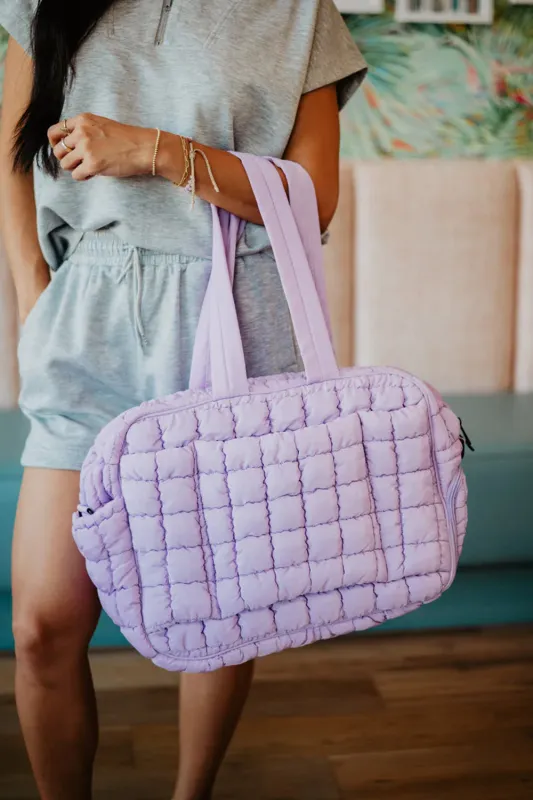 Quilted Puffer Weekender Bubble Bag for Women in Light Purple | KDC-WKB-25-LPL sold by Glik’s