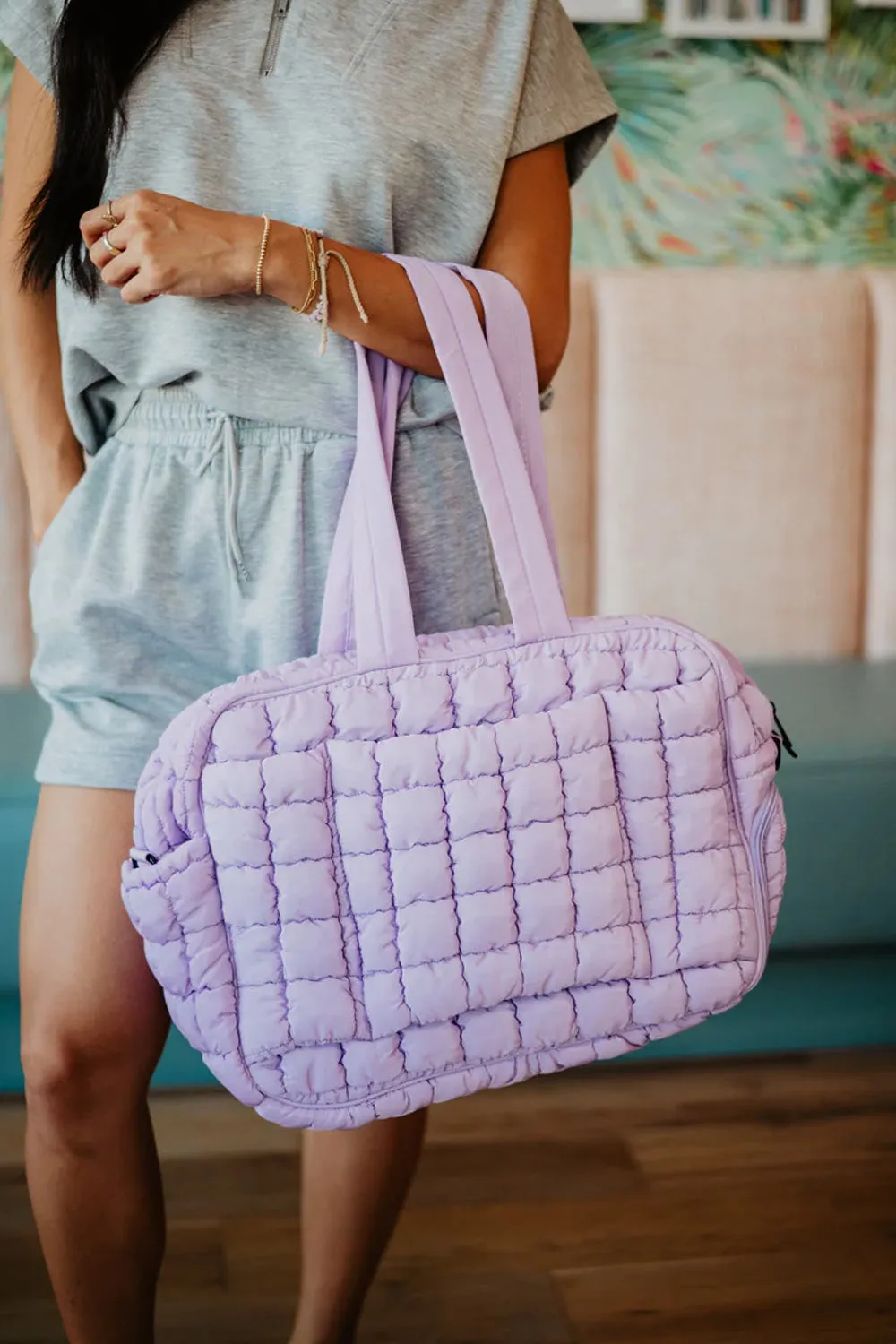 Quilted Puffer Weekender Bubble Bag for Women in Light Purple | KDC-WKB-25-LPL sold by Glik’s
