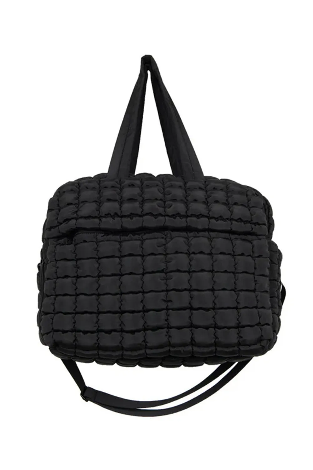 Quilted Puffer Weekender Bubble Bag for Women in Black | KDC-WKB-25-BLK sold by Glik’s product image thumbnail 2
