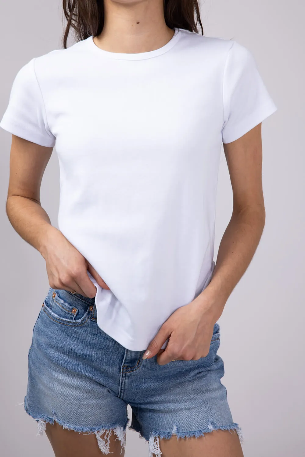 Thread & Supply Lexi Ribbed Knit T-Shirt for Women in White | T2666SFRTS-WHITE sold by Glik’s product image thumbnail 4