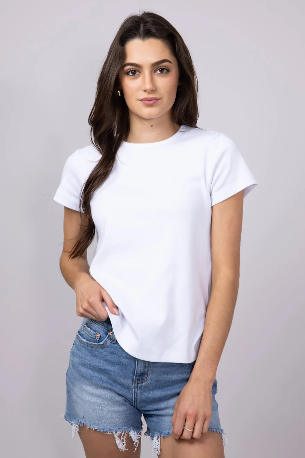 Thread & Supply Lexi Ribbed Knit T-Shirt for Women in White | T2666SFRTS-WHITE sold by Glik’s product image thumbnail 3