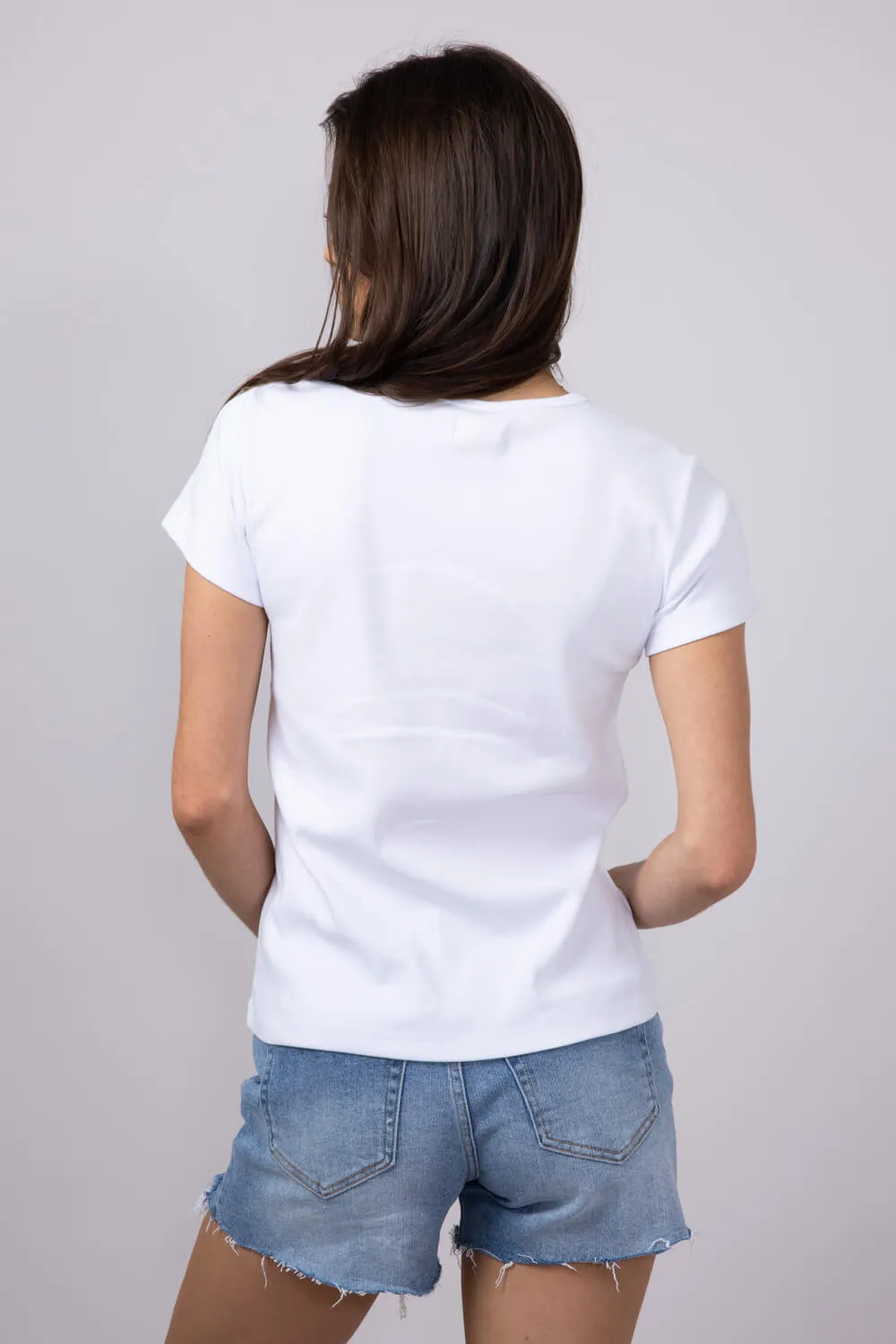Thread & Supply Lexi Ribbed Knit T-Shirt for Women in White | T2666SFRTS-WHITE sold by Glik’s product image thumbnail 2