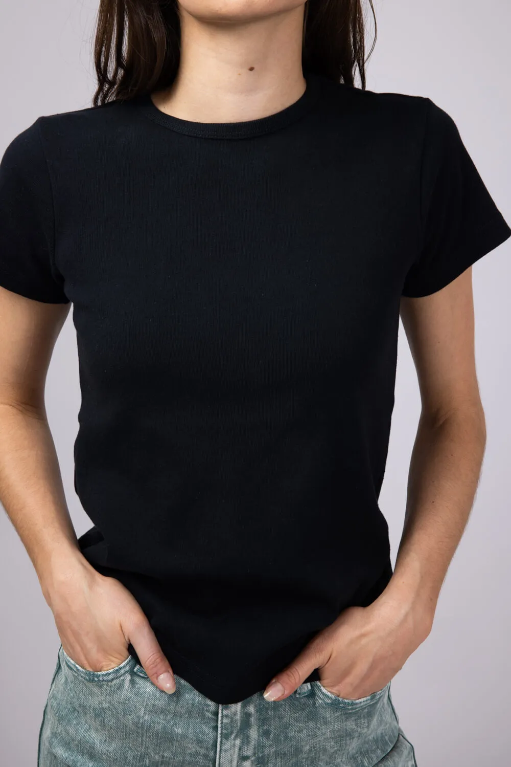 Thread & Supply Lexi Ribbed Knit T-Shirt for Women in Black | T2666SFRTS-BLACK sold by Glik’s product image thumbnail 3