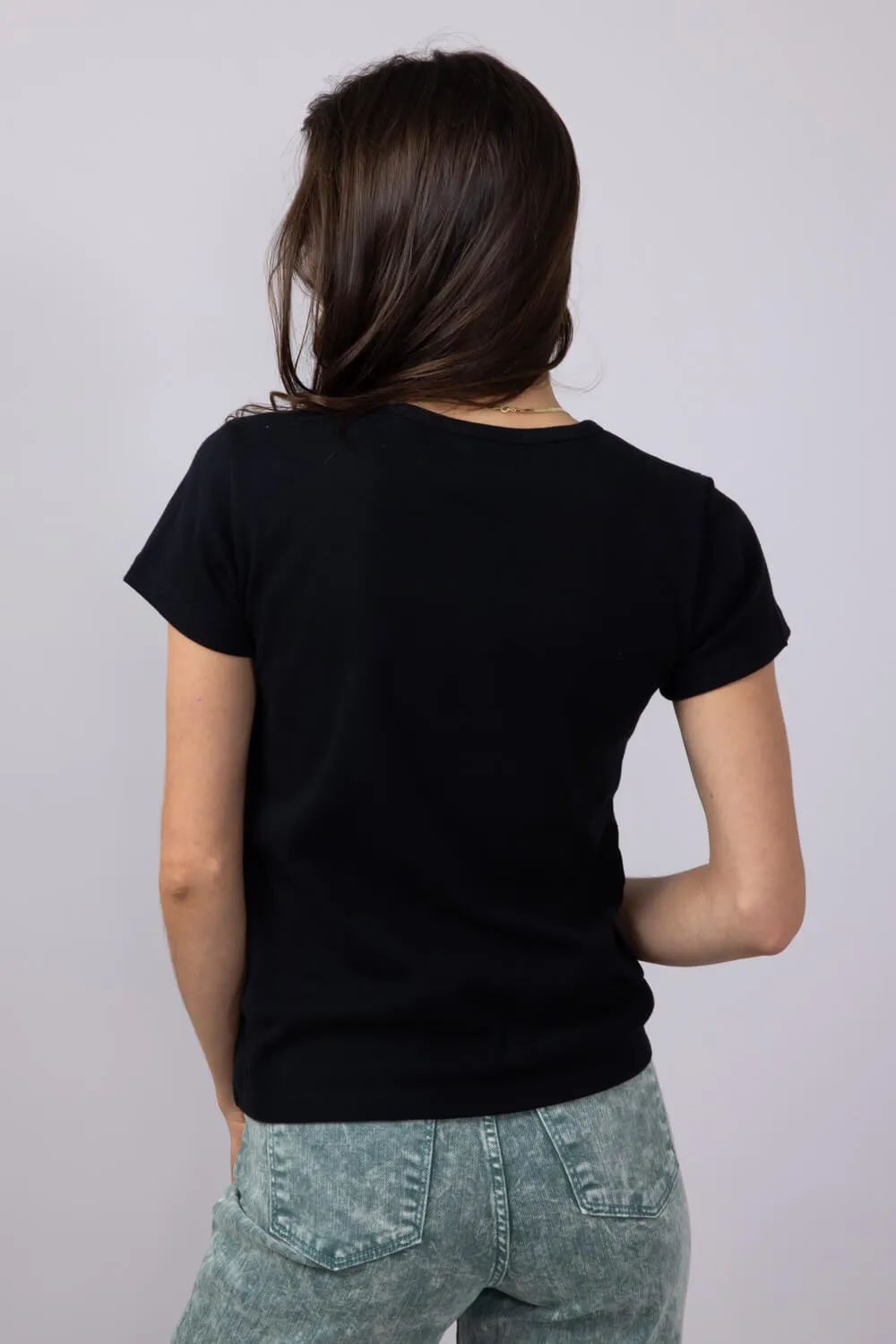 Thread & Supply Lexi Ribbed Knit T-Shirt for Women in Black | T2666SFRTS-BLACK sold by Glik’s product image thumbnail 2