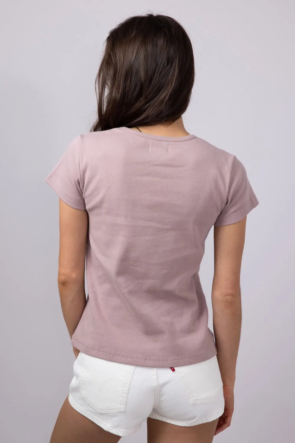 Thread & Supply Lexi Ribbed Knit T-Shirt for Women in Mauve | T2666SFRTS-MAUVE sold by Glik’s product image thumbnail 2