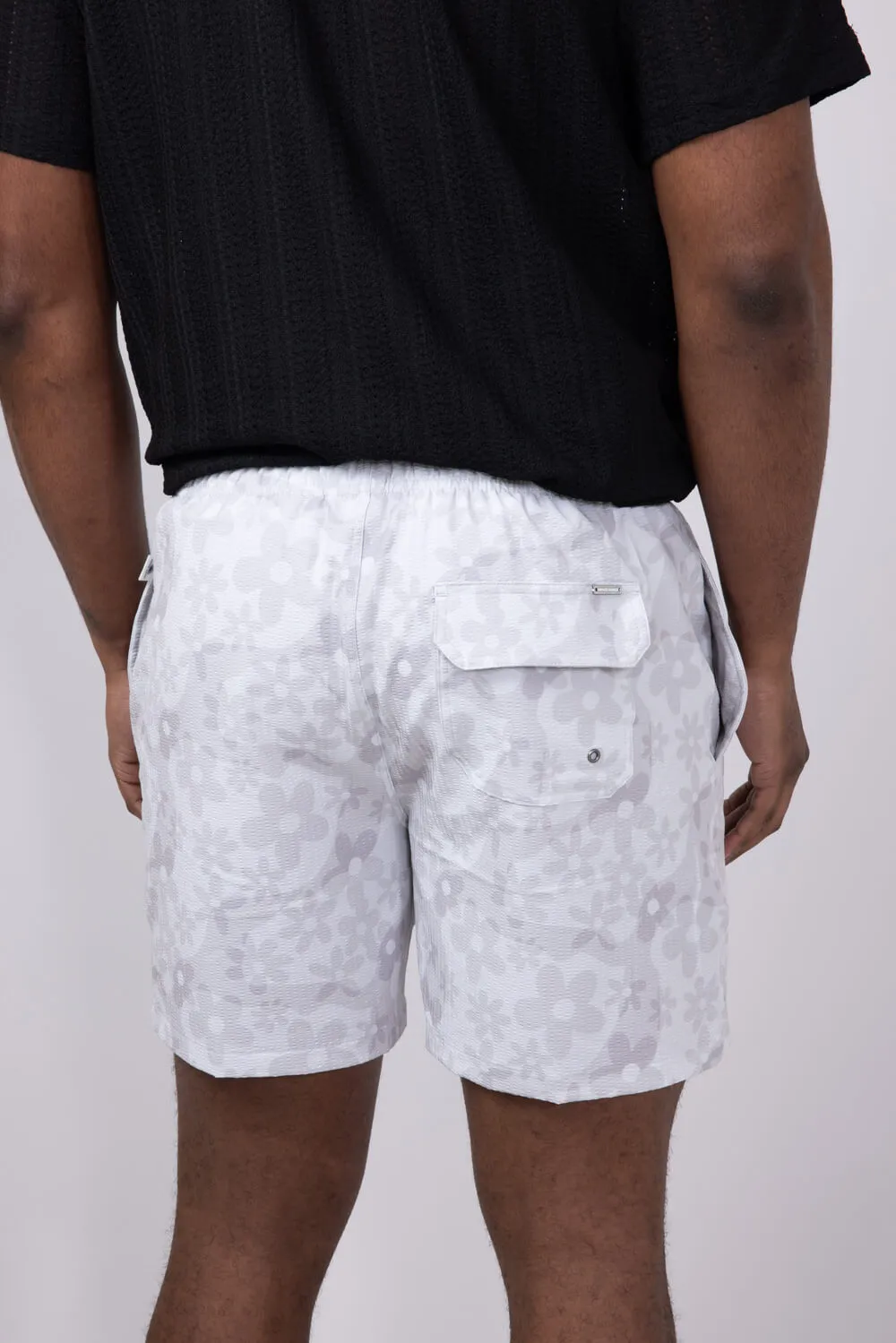 Vintage Summer Floral Seer Sucker Stretch Volley 6.5” Shorts for Men in Tan | V80807-TAN sold by Glik’s product image thumbnail 3