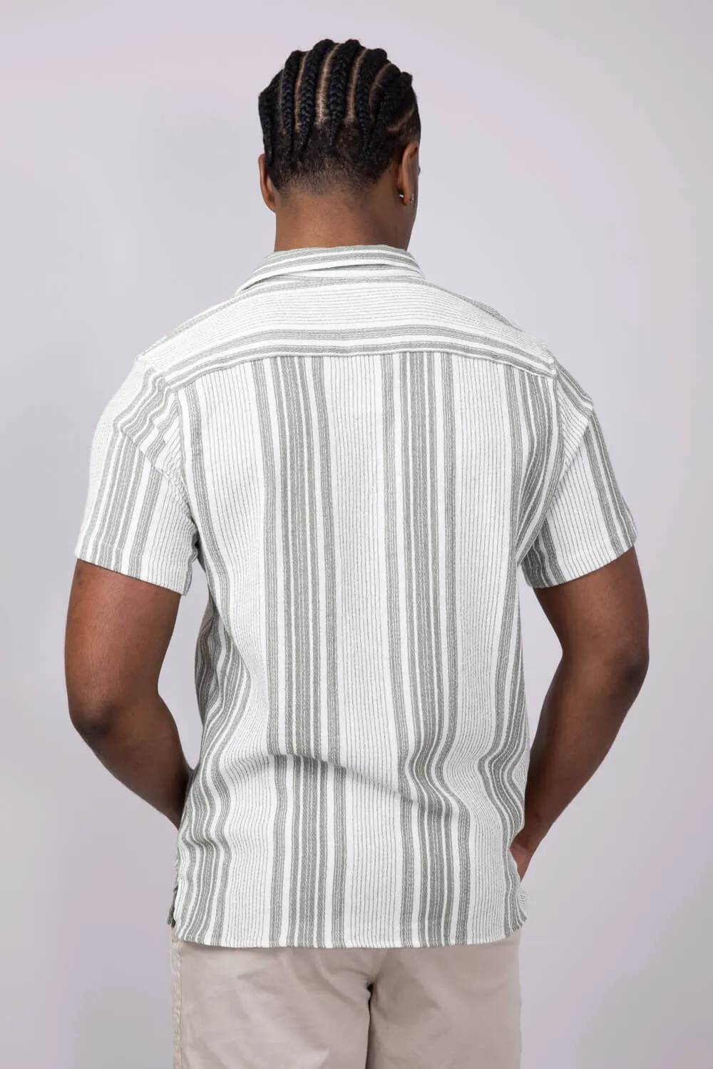 Vertical Stripe Woven Button Up Shirt for Men in Green | 6WV1510M-SEASPRAY sold by Glik’s product image thumbnail 2