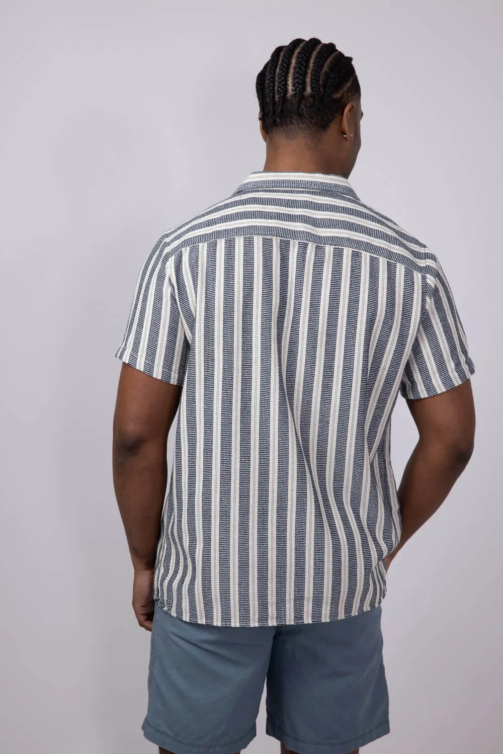 Vertical Stripe Woven Button Up Shirt for Men in Navy | 6WV7262M-NAVY sold by Glik’s product image thumbnail 2