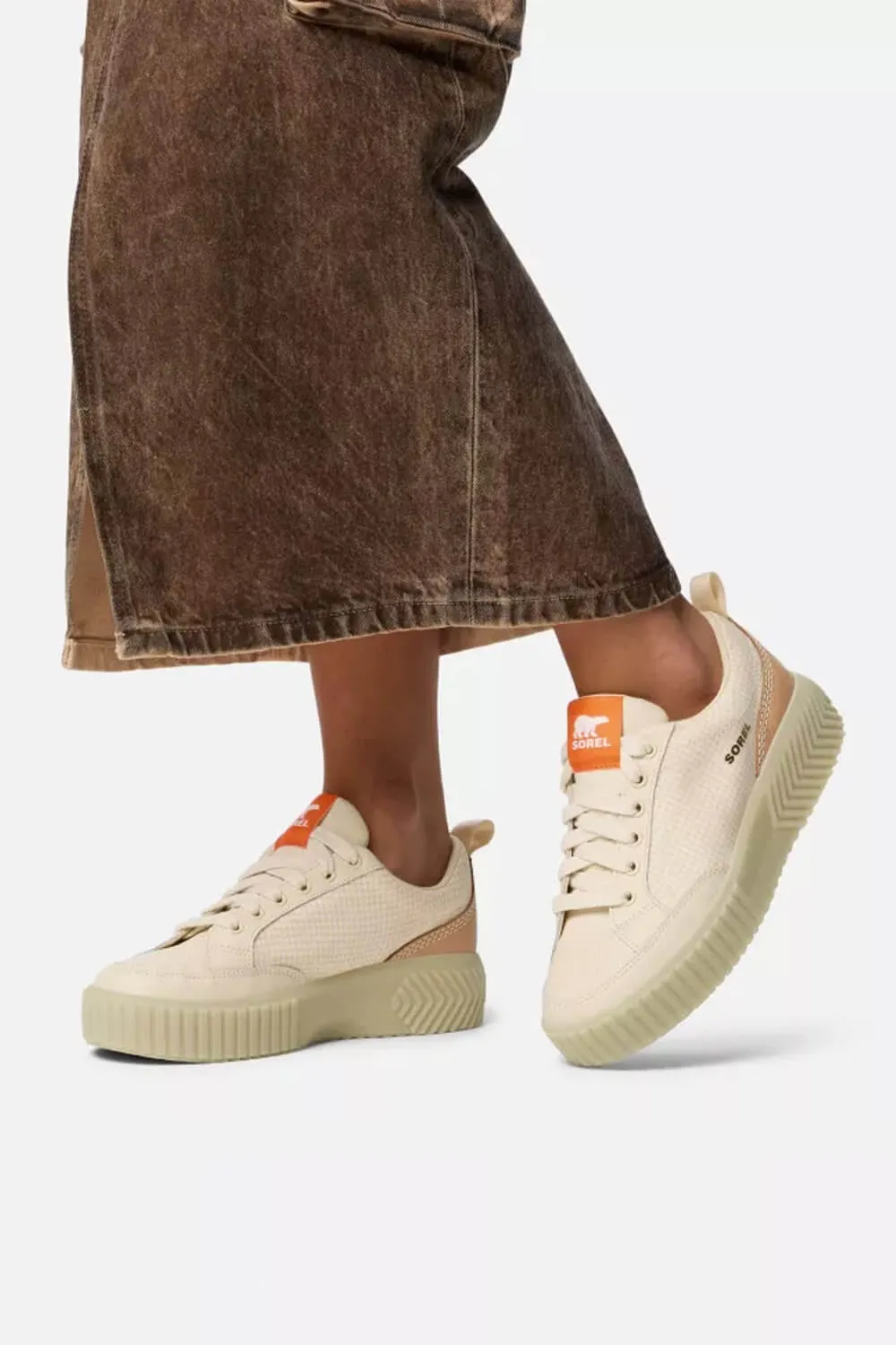 Sorel Out N About Ave Low Waterproof Sneakers for Women in Bleached Ceramic/Light Aloe | 2115191-165 sold by Glik’s