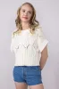 Knit Short Sleeve Sweater for Women in Cream | W1124-CREAM sold by Glik’s