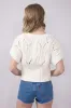 Knit Short Sleeve Sweater for Women in Cream | W1124-CREAM sold by Glik’s
