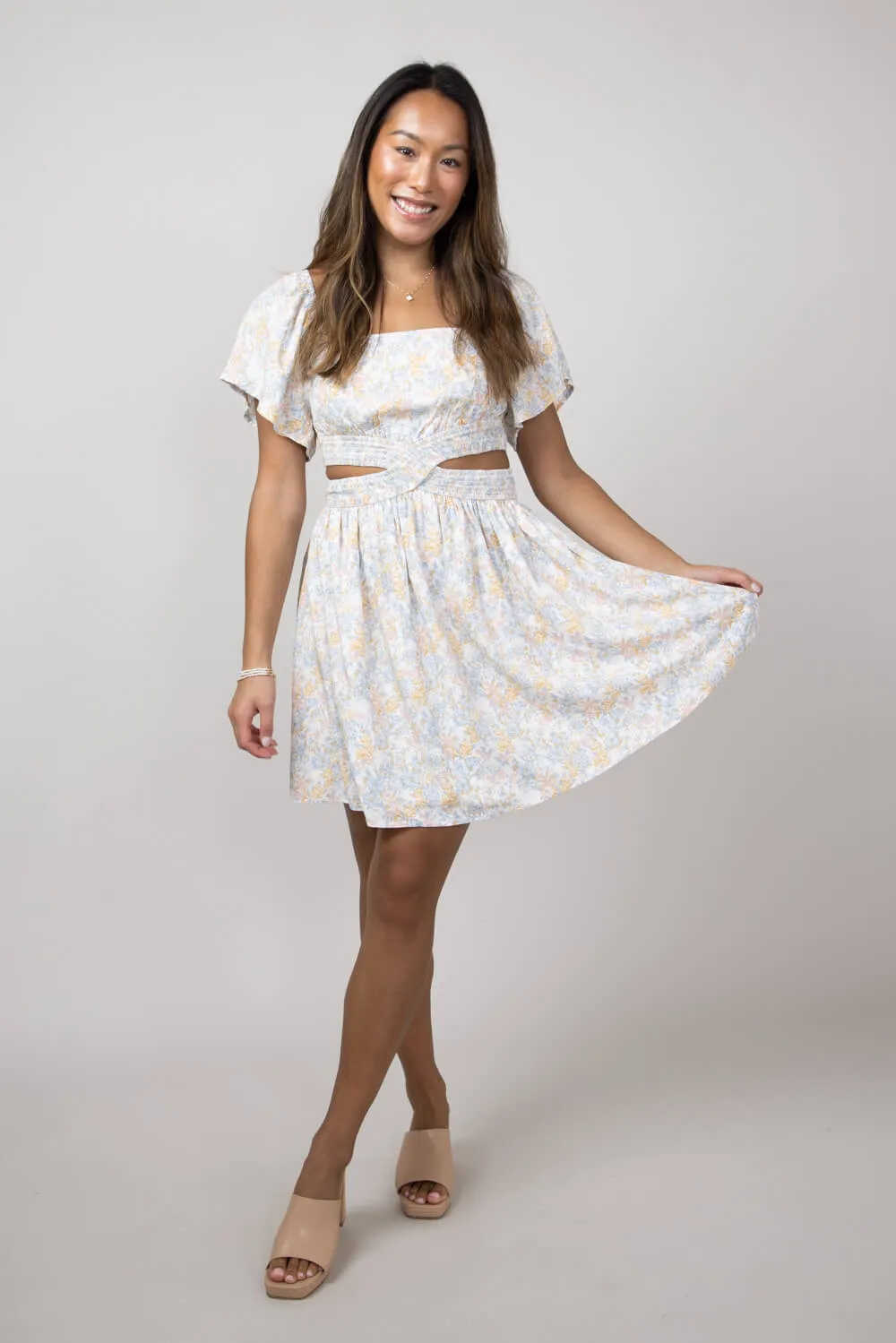 Cutout Floral Dress for Women in Blue Floral | FD1014G-BLUEFLORAL sold by Glik’s product image thumbnail 5