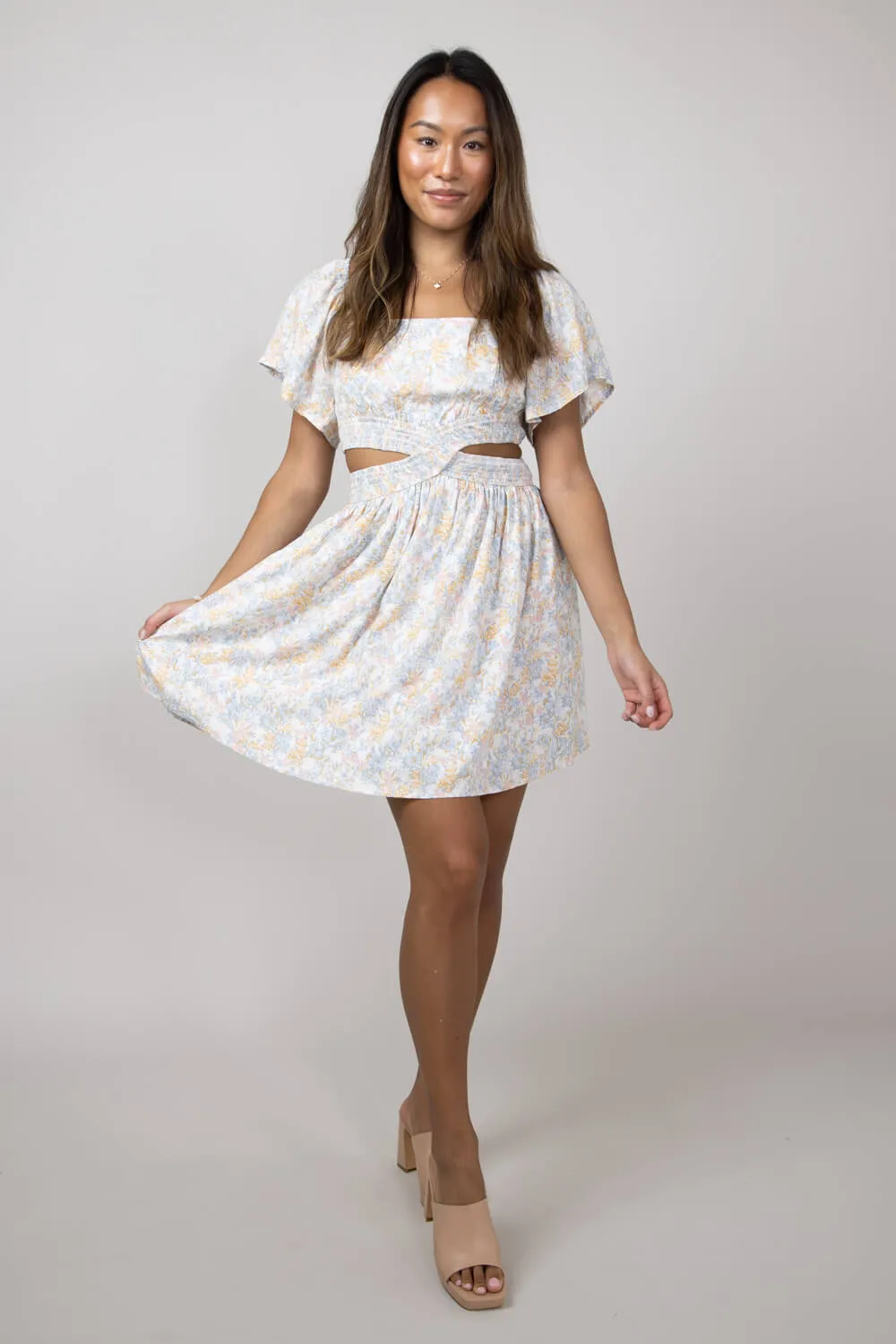 Cutout Floral Dress for Women in Blue Floral | FD1014G-BLUEFLORAL sold by Glik’s product image thumbnail 2