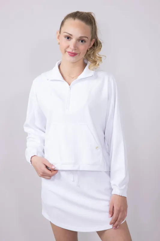Simply Southern Ribbed Panel Modal Knit ¼ Zip for Women in White | PP-0125-PULL-QTRZIP-WHITE sold by Glik’s