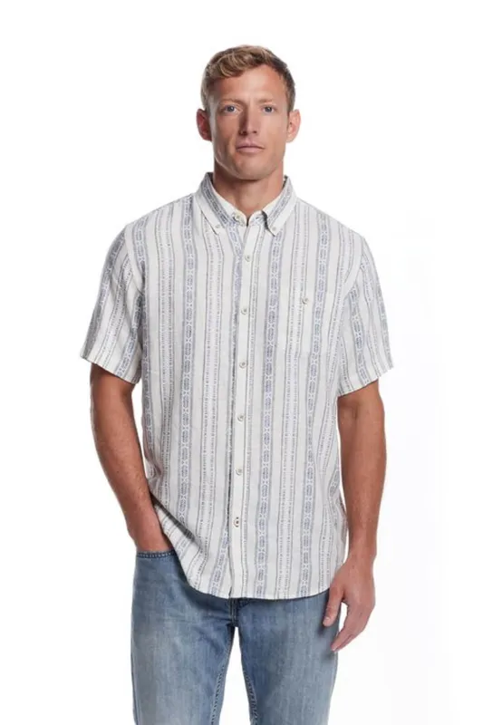 Weatherproof Vintage Aztec Dobby Button Up Shirt for Men in Blue | S2584549GK-AZURE BLUE sold by Glik’s