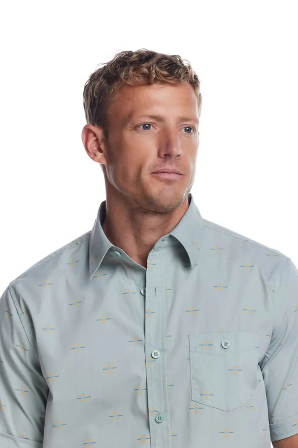 Weatherproof Vintage Cotton Poplin Button Up Shirt for Men in Teal Mist | S2584244GK-TEAL MIST sold by Glik’s product image thumbnail 3