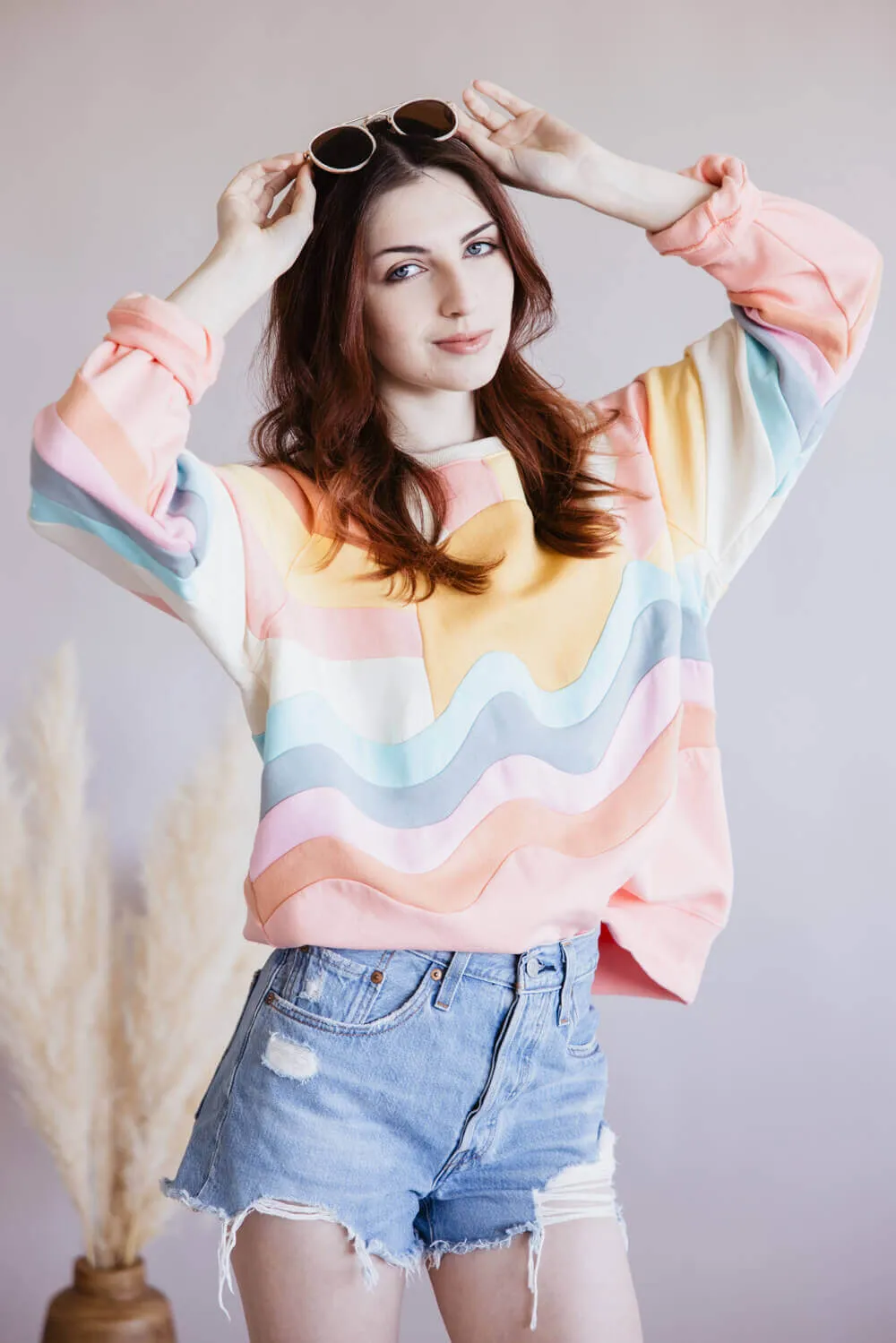 Simply Southern Patched Sun Sweatshirt for Women in Multi | PP-0125-CRW-PATCH-SUN sold by Glik’s