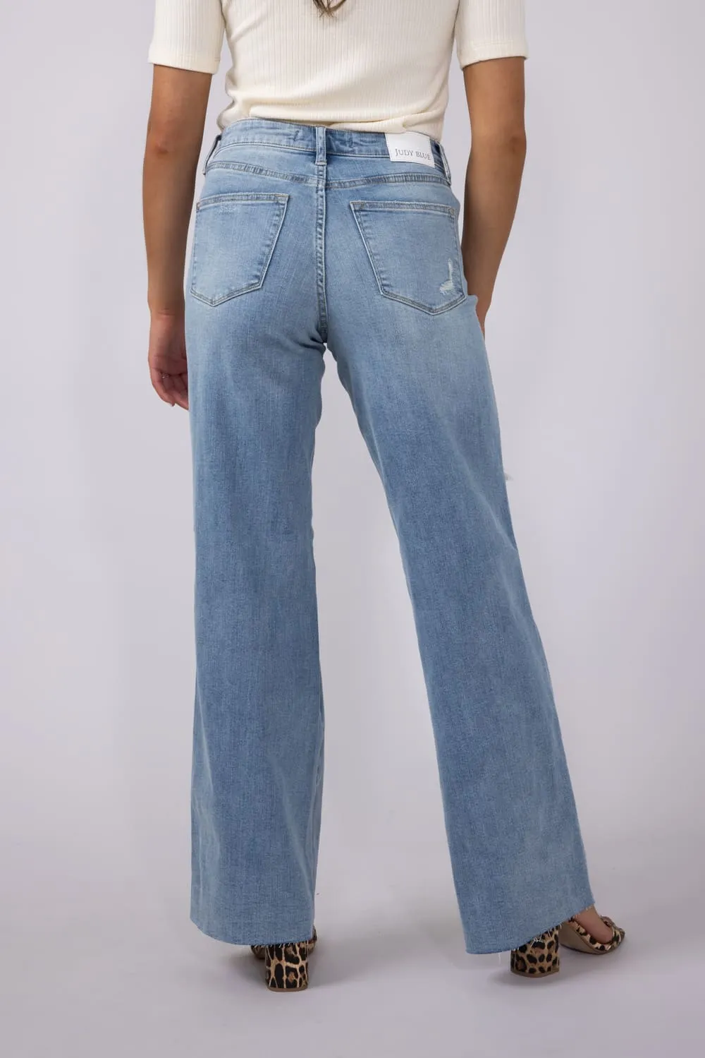Judy Blue Mid Rise Ripped Wide Leg Jeans for Women | 88933REG sold by Glik’s product image thumbnail 4