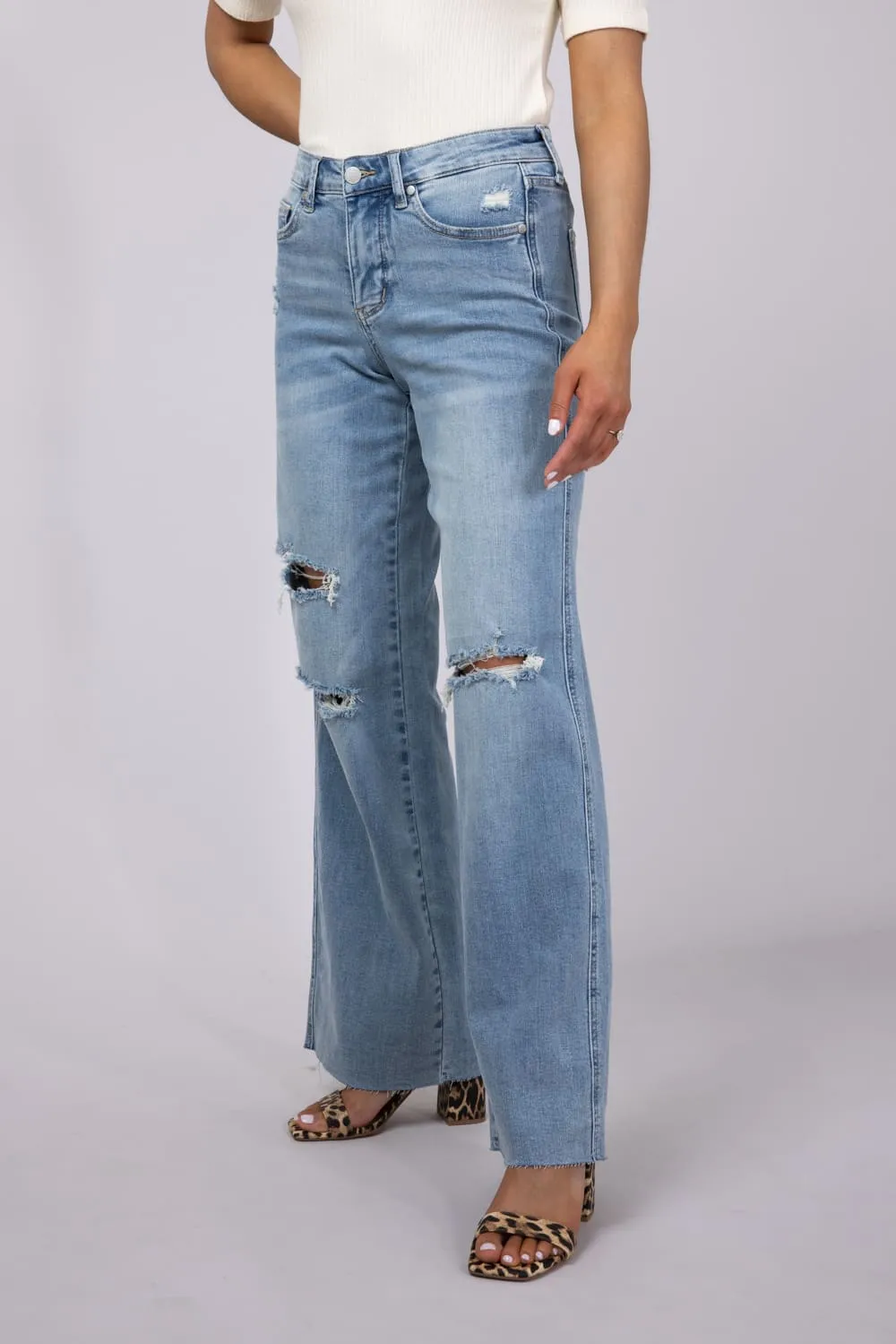 Judy Blue Mid Rise Ripped Wide Leg Jeans for Women | 88933REG sold by Glik’s product image thumbnail 3