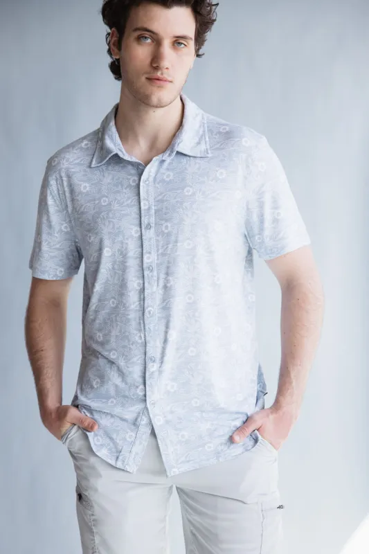 WearFirst Knit Dry Shirt for Men in Blue Fog Kimono | K017A-BLUEFOGKIMONO sold by Glik’s