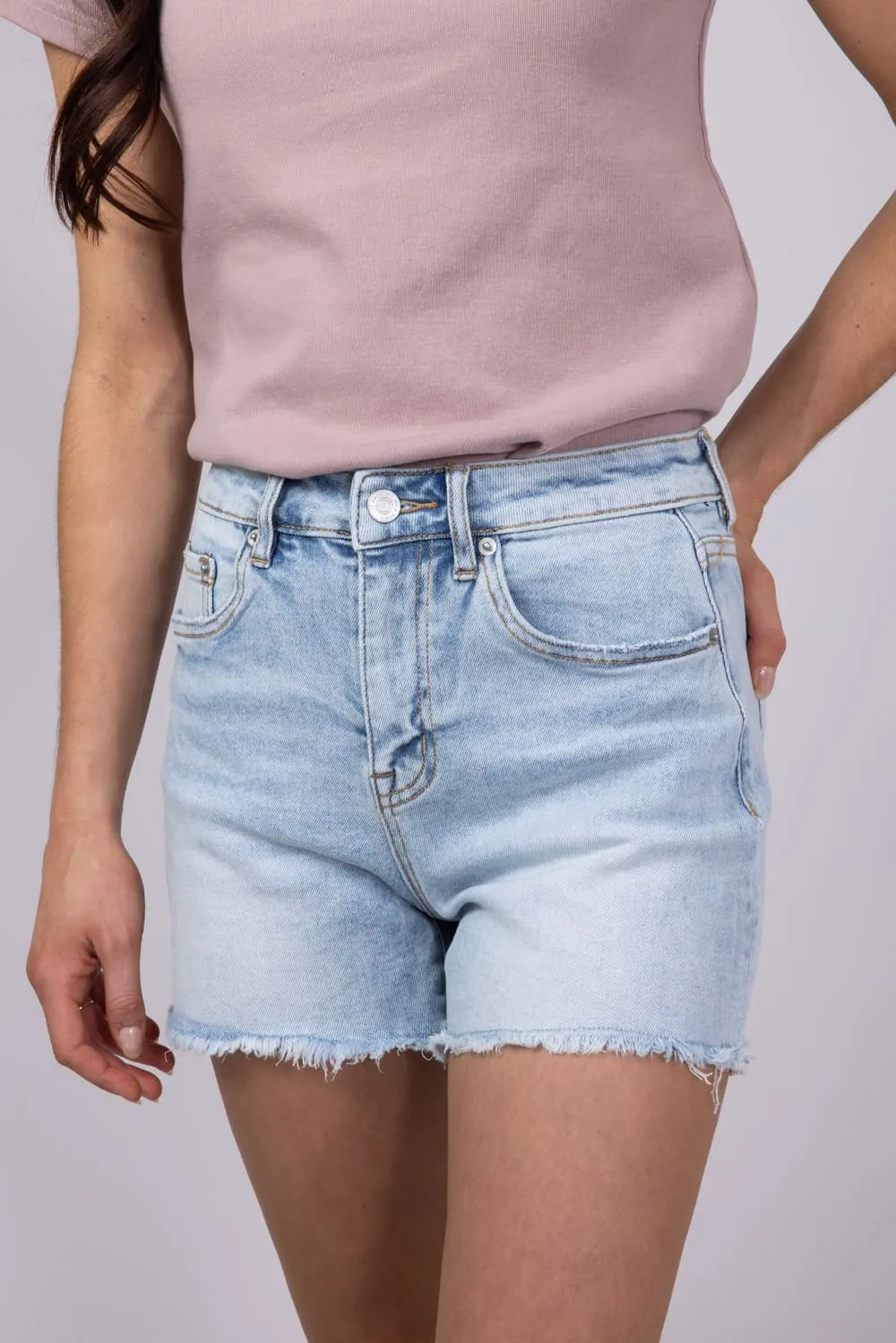 Mica Super High Rise Frayed Hem Denim Shorts for Women | MDP-H3434 sold by Glik’s product image thumbnail 2