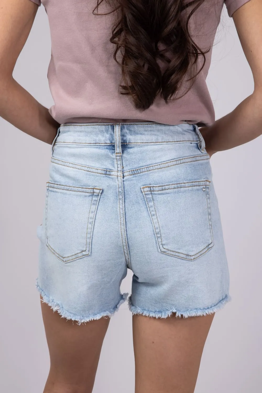 Mica Super High Rise Frayed Hem Denim Shorts for Women | MDP-H3434 sold by Glik’s product image thumbnail 3
