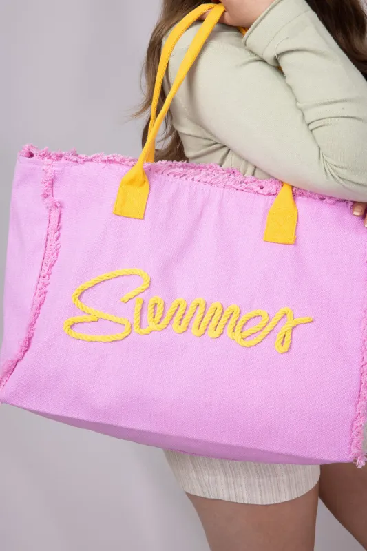 Summer Rope Canvas Tote Bag in Pink | BG0204-PU sold by Glik’s