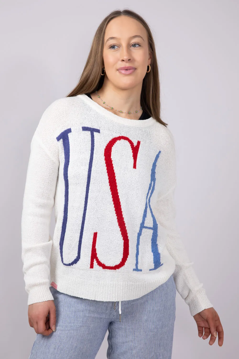 Simply Southern USA Sweater for Women in Cream | PP-0125-SWTR-SUNSET-USA sold by Glik’s