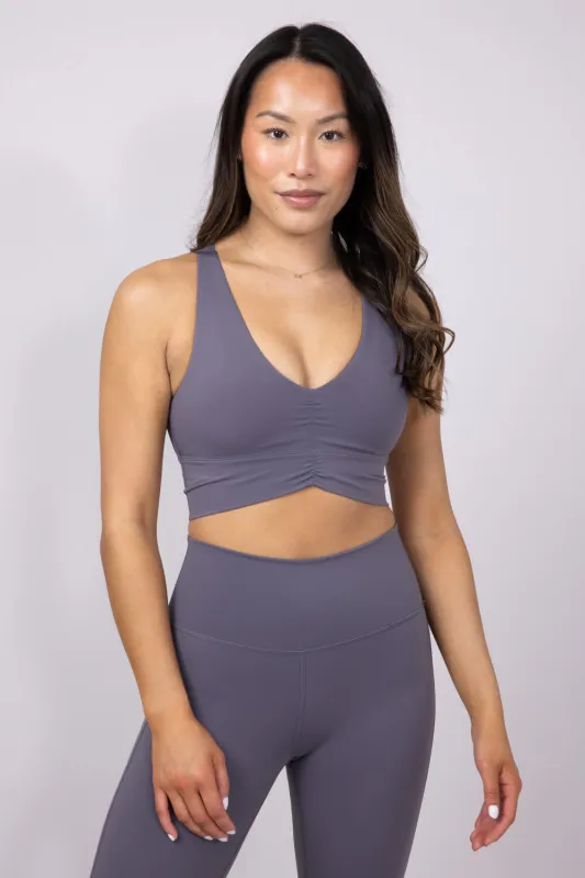 Ruched Racerback Bra for Women in Charcoal | MAYA-Y61-CHARCOAL sold by Glik’s