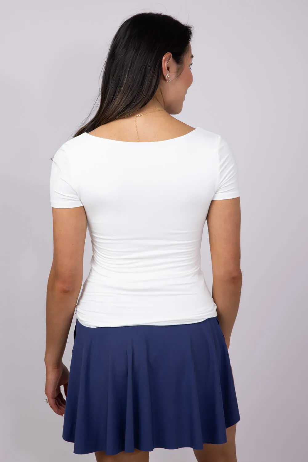 Seamless Double Layer Knit T-Shirt for Women in White | T30991-IVORY sold by Glik’s product image thumbnail 2