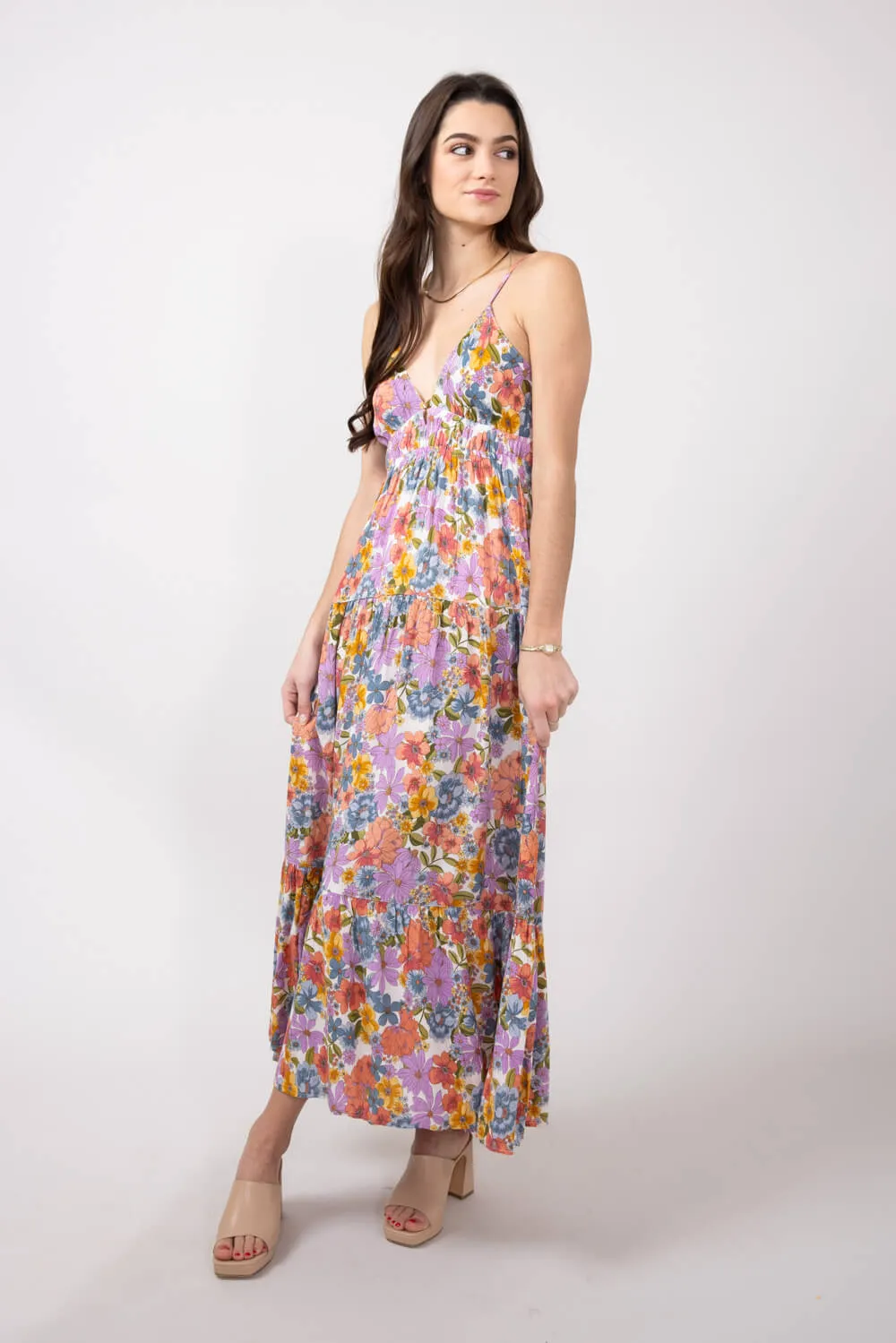 Open Back Floral Maxi Dress for Women in Ivory | F4F72-A855-IVORY sold by Glik’s product image thumbnail 4