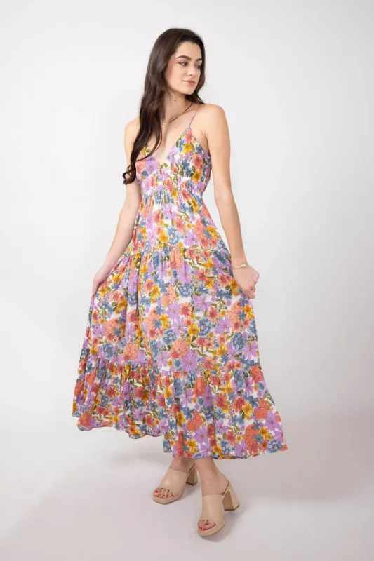 Open Back Floral Maxi Dress for Women in Ivory | F4F72-A855-IVORY sold by Glik’s