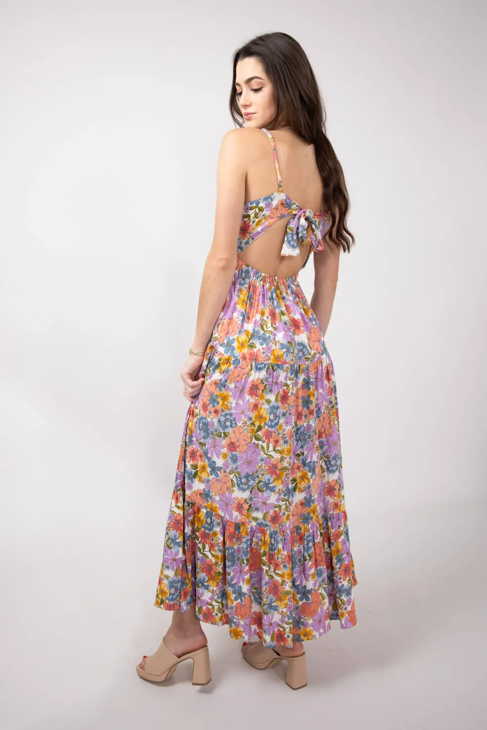 Open Back Floral Maxi Dress for Women in Ivory | F4F72-A855-IVORY sold by Glik’s product image thumbnail 5