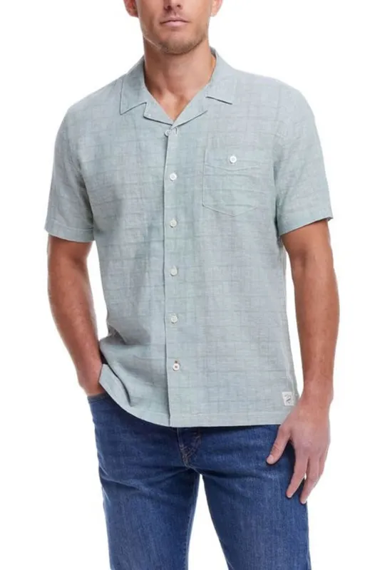 Weatherproof Vintage Washable Linen Dobby Button Up Shirt for Men in Hedge Green | S2584370GK - HEDGEGREEN sold by Glik’s