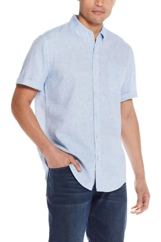 Weatherproof Vintage Washable Linen Button Up Shirt for Men in Cendre Blue | S254612GK-CENDRE BLUE sold by Glik’s