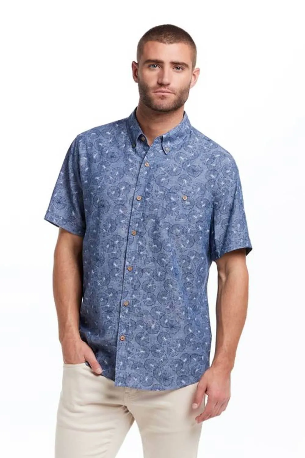Weatherproof Vintage Washable Linen Button Down Shirt for Men in Ocean Blue | S2584299GK-OCEAN BLUE sold by Glik’s product image thumbnail 5