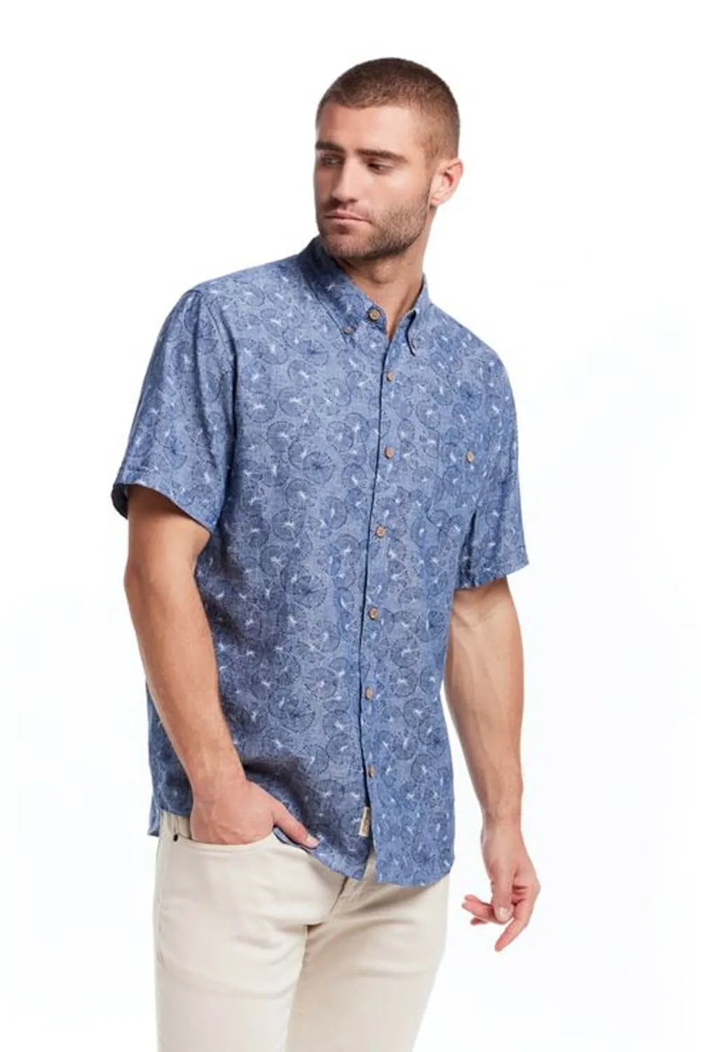 Weatherproof Vintage Washable Linen Button Down Shirt for Men in Ocean Blue | S2584299GK-OCEAN BLUE sold by Glik’s product image thumbnail 4