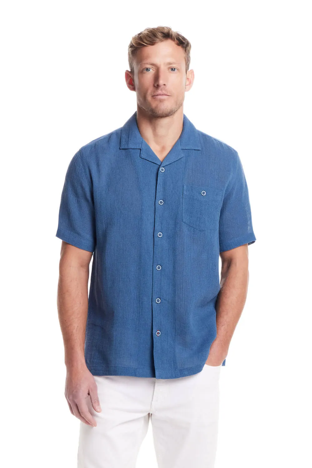 Weatherproof Vintage Air-Tex Weave Button Up Shirt for Men in Blue Ashes | S2584499GK-BLUE ASHES sold by Glik’s