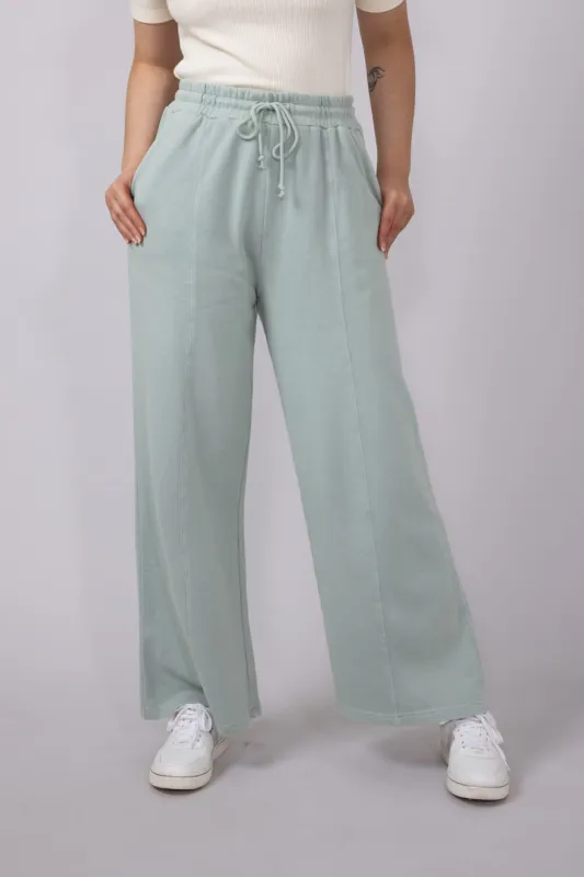 Wide Leg Lounge Pants for Women in Sage | DZ25A428-SAGEGREEN sold by Glik’s