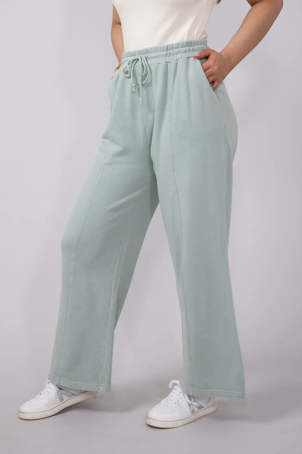 Wide Leg Lounge Pants for Women in Sage | DZ25A428-SAGEGREEN sold by Glik’s product image thumbnail 3