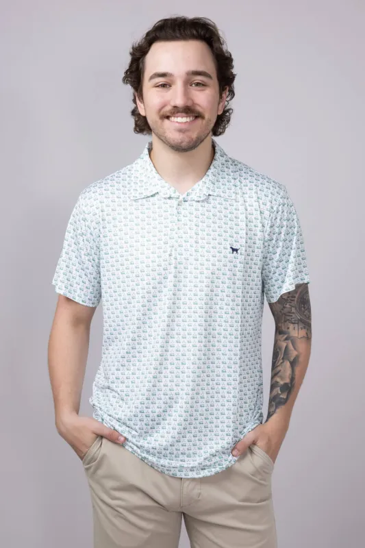 Simply Southern Golf Print Polo Shirt for Men in Green | 0125-MN-POLO-PTTN-GLF sold by Glik’s