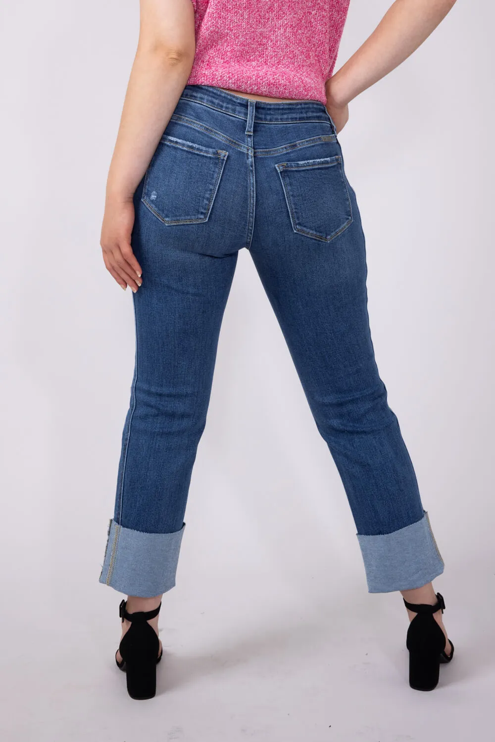KanCan Mid Rise Cuffed Straight Jeans for Women | KC7478D sold by Glik’s product image thumbnail 3