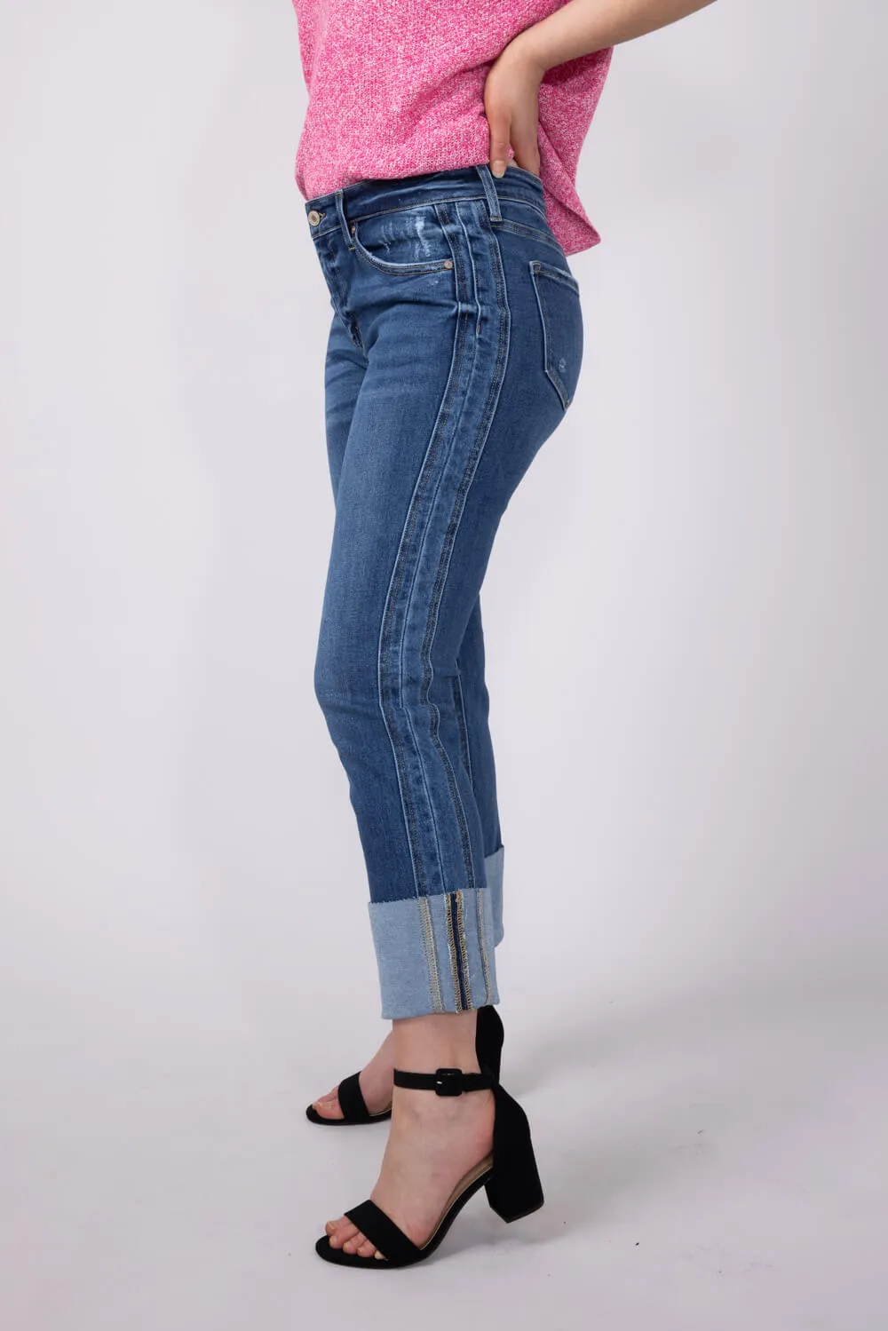KanCan Mid Rise Cuffed Straight Jeans for Women | KC7478D sold by Glik’s product image thumbnail 4