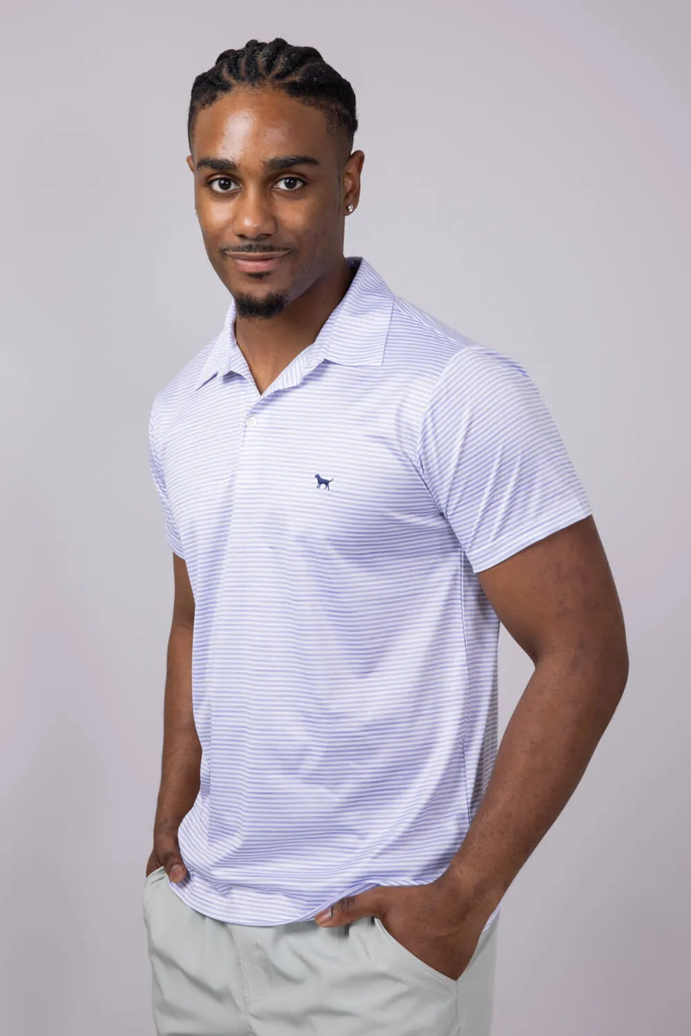 Simply Southern Stripe Polo Shirt for Men in Purple | 0125-MN-POLO-PTTN-BLUSTRP sold by Glik’s product image thumbnail 3
